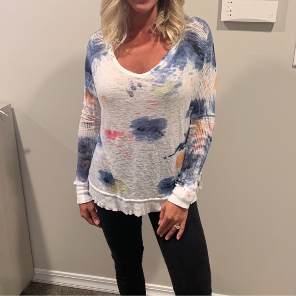T Party Fishnet TyeDye splatter Top - Picture 1 of 6